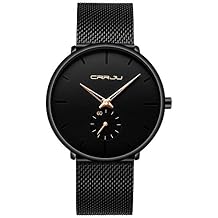 Mens Watches Ultra-Thin Minimalist Waterproof - Fashion Wrist Watch for Men Unisex Dress with Stainless Steel Mesh Band