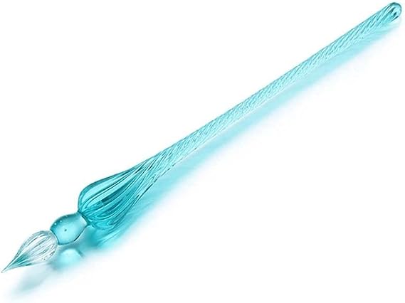 Glass Dip Pen 1PC Vintage Glass Dip Dipping Pen Filling Ink Signature Calligraphy Fountain Pens Art Painting Writing Supplies(Peacock blue)