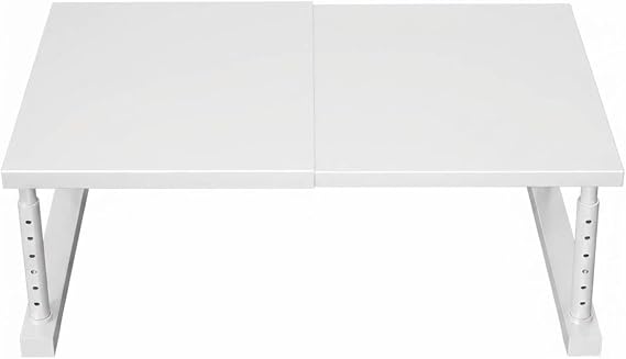 Adjustable Expandable Cabinet Storage Shelf Sturdy Metal Stackable Rack Maximize Vertical Space For Home Organization(White,L27-42cm*W42cm*H35-50cm)