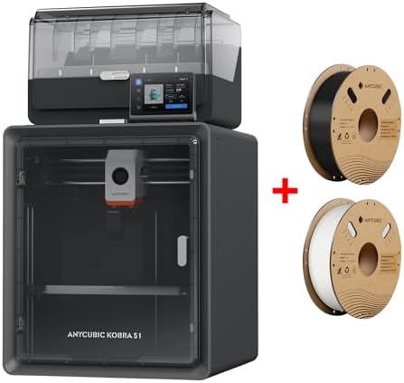 Bundle Anycubic Kobra S1 Combo Multicolor 3D Printer + ANYCUBIC PLA Filament 1.75mm 2KG Black+White