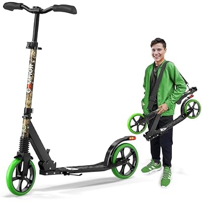 Campior Kick Scooter for Ages 6, for Kids, Teens, and Adults, Max Load 240 LBS, Foldable, 8-inch Big Wheels for Kids and Adults, with Kickstand, 3 Adjustable Levels, Child Safety Approved, Graffiti