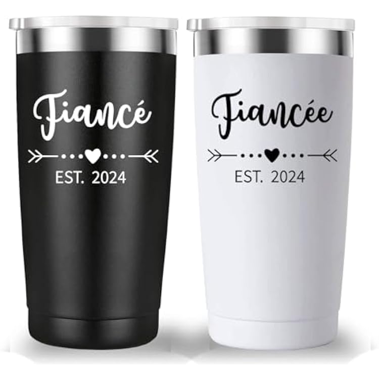 Mamihlap Engagement Gift for Couple Tumbler.Boyfriend Girlfriend Fiance Fiancee Gift for Him and Her.Gifts for Newly Engaged Anniversary Bride Groom Mr Mrs Him Hers20oz Black&White