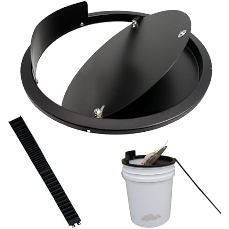 Bucket Lid Mouse Trap Metal 5 Gallon lid,Strong Metal Material That Cannot be Bitten, auto Reset, Repeat Catch, Indoor Outdoor, Reusable 5 Gallon Bucket Lid, 1Pack Black