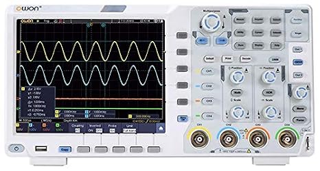 OWON XDS3104E Digital Oscilloscope 100Mhz DSO 4 Channels 1GS/S 8 BITS LCD with Touch Screen Function,45,000 wfms/s Refresh Rate.40M Record Length, Standard I2C,SPI,RS232 and CAN decoding + VGA + DMM