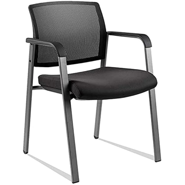 CLATINA Mesh Back Stacking Arm Chairs with Upholstered Fabric Seat and Ergonomic Lumber Support for Office School Church Guest Reception Black