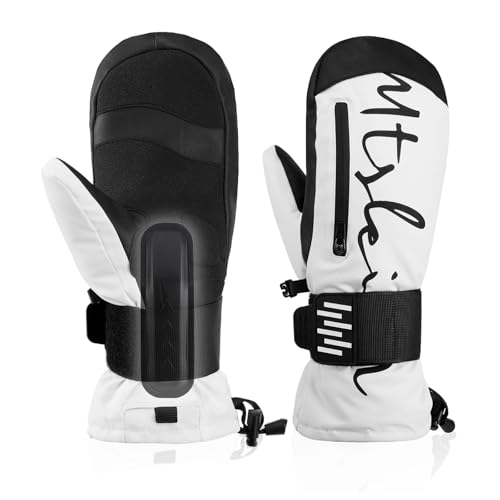 Ski Mittens & Snow Gloves for Men Women Kids - Removable Wrist Guards, Touchscreen, Waterproof Warm Thermal Insulated Winter Gloves for Snowboarding, Skiing and Cold Weather
