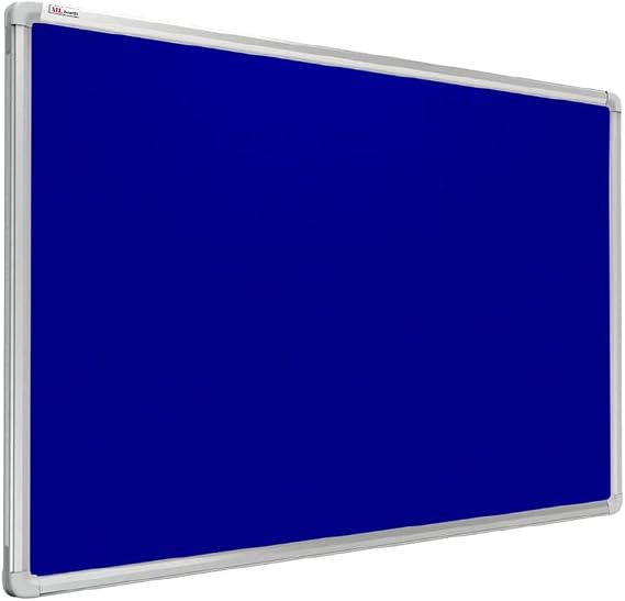 ALLboards Felt Noticeboard with Aluminium Frame 150x100cm, Textile Push pin Bulletin Board Blue