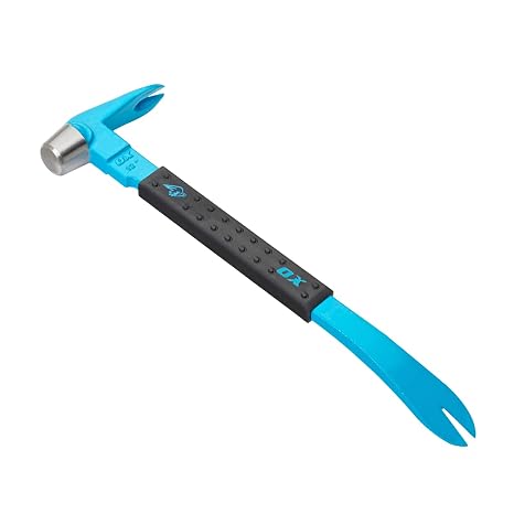 OX Tools 12" Cats Paw Nail Puller Tool with Unique Hammer Head Pry Bar - Cats Paw with Rubber Grip, Polished Beveled Claws - Forged Steel Design - Saca Clavos De Carpintero | Non-slip rubber grip for secure, comfortable control; polished beveled claws enable precise nail removal in tight spaces