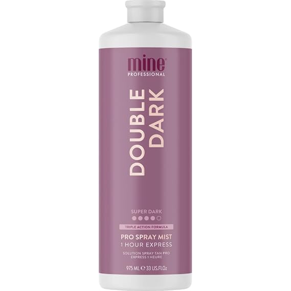 MineTan Spray Tan Solution | Double Dark - Fake Tanning Mist Best for Deep Bronzed Glow Skin Finish, Fast Drying, 1 Hour Express, Hydrating, Salon Professional Formula, Vegan, 33 Fl Oz