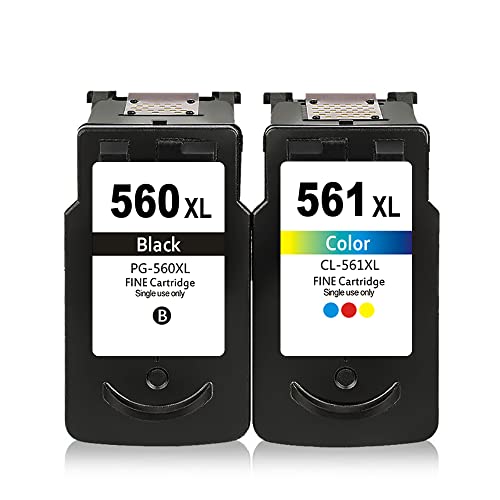 Remanufactured 560 561 Ink Cartridge Replacement for Canon 560 and 561 Ink PG560 XL CL561 XL PG-560XL CL-561XL for Canon Pixma TS5350 TS5351 TS5352 TS5353 1 Black 1 Tri-Color