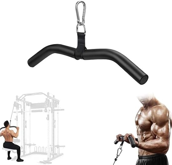 LAT Pull Down Bar Attachment:LAT Pulldown Tricep Bar for Strength Training Home Gym Cable Machine - Curl & Triceps Press Down Handle with EVA Sponge Non-Slip Grip for Pulley System