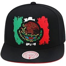Mitchell & Ness Branded Eagle Snapback Hat Adjustable Cap - Black/Mexican Flag