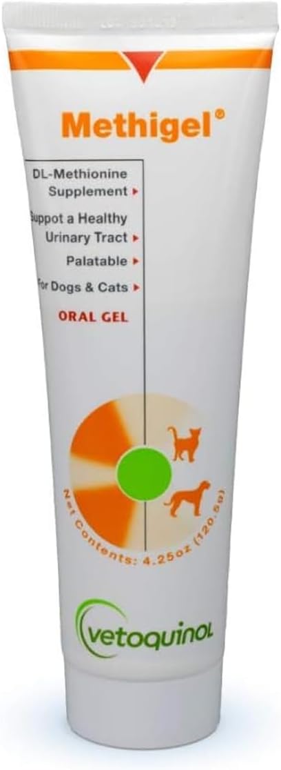 Vetoquinol Methigel - Urinary Acidifier for Dogs & Cats - Supports Bladder Health & pH Balance in Pets - Odor Neutralizer Support - Great Taste for Easy, Daily Use - 4.25 oz