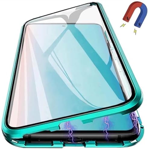 Pingoo Case for Huawei nova 11 Ultra, Magnetic Titanium Adsorption Metal Bumper with Front and Back Transparent Tempered Glass Flip Cover 360 Degree Full Body Protective Case for Men Women