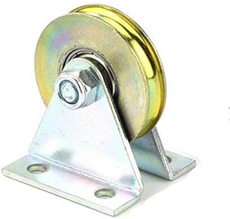 38mm L Groove Wheel Heavy Duty Rigid Steel Caster Wheel Barn Door Bearing Sliding Gate Roller Pulley Wheels with Bracket Working Capacity 100kg (L Groove)