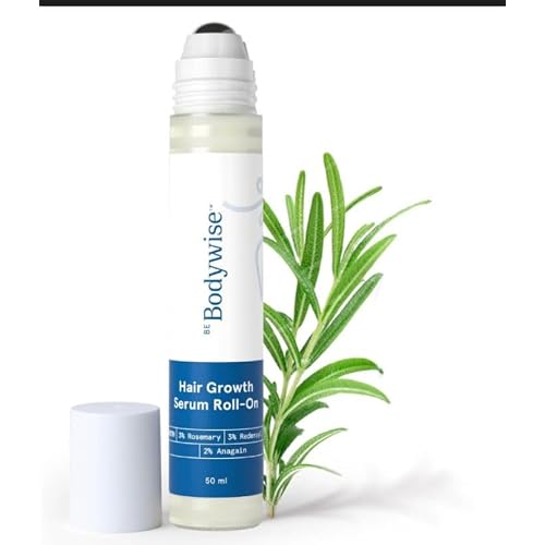 Be Bodywise Rosemary Hair Growth Serum Roll-On with Redensyl and Anagain, 50ml, 23% Hair Growth Actives