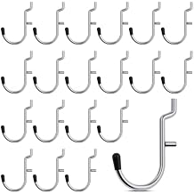 INCLY 1/4" Pegboard J Hooks, 100PCS Heavy Duty Peg Board Hooks Accessories with Peg Locks & Rubber Tipped, Peg Board Tool Hangers Fit 1/4" Pegboard for Wall Hanging Tools or Display Jewelry