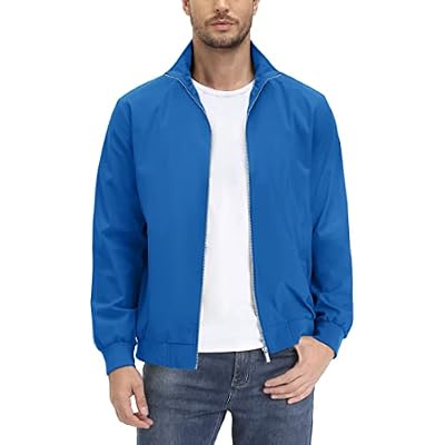KEFITEVD Mens Lightweight Windbreaker Casual Outdoor Jackets Windproof Full Zip Bomber Golf Jacket Spring Fall Outerwear