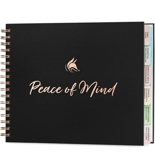 Clever Fox Peace of Mind Planner Guided End of Life Organizer, Personal Record Book & Emergency File for Important Information Black