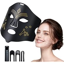 Red Light Therapy for Face, 4 Modes Adjustable Portable LED Face Mask with 3 Brightness Levels, Rechargeable Red Light Therapy Mask, Ideal for Home, Work, Travel & Yoga (Black)