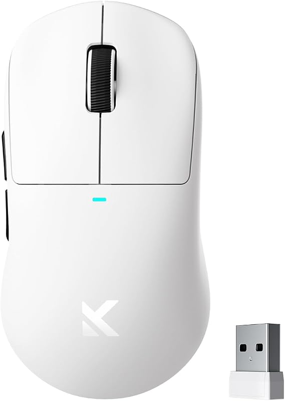 MCHOSE M7 Pro Wireless Gaming Mouse, 8K Polling, 55g Lightweight Ergonomic Computer Mouse PAW3395 Optical Sensor 650 IPS, 26000 DPI, 6 Programmable Controls USB-C 3-Modes PC/Mac White