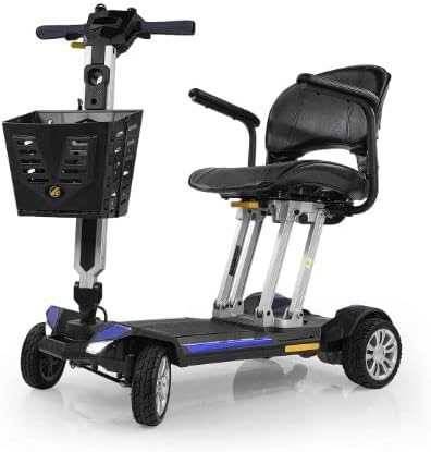 Golden Technologies Buzzaround CarryOn Manual Folding Lightweight Portable Travel Mobility Scooter - Folds Flat to 12" - Lithium Battery - 47.5 lbs. Without The Seat and Battery (Blue)