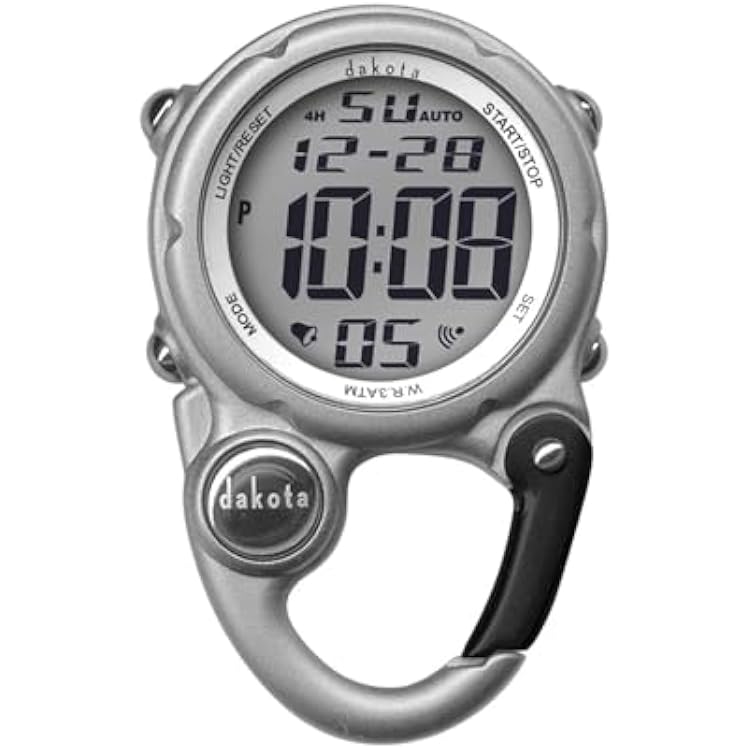 Dakota Digital Clip, Alarm, Stopwatch, Timer and Dual Time, Fob and Pocket Watch, Outdoor Gifts for Men and Women, Tactical Digital Clip on Watch