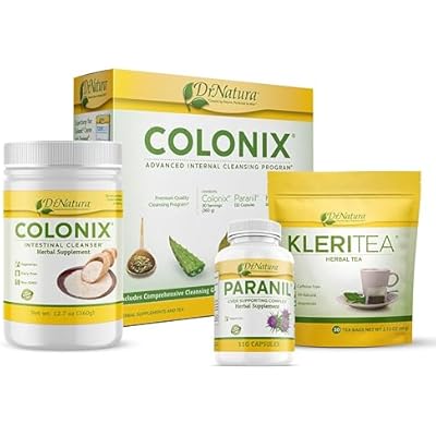 DrNatura Colonix 3-Part Colon Cleanse Kit Whole Psyllium Husk Fiber Powder, Herbal Capsules & Herbal Tea, 30 Day Digestive & Gut Support Program, 16 oz Pack of 1