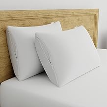 AllerEase Ultimate Cotton Pillow Protector Advanced Allergy Protection Temperature Balancing Comfort Zippered Pillow Cover, S/Q, White- 4 Pack