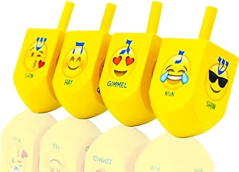 The Dreidel Company Hanukkah Dreidel with Hebrew & English Transliteration Draydel (4-Pack)