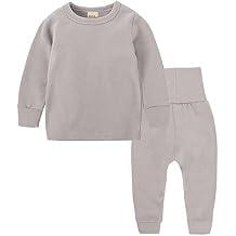 Kids Tales Little Boys&Girls 2 Pcs Solid Pajama Set Cotton Underwear Long Sleeve Sleepwear PJS