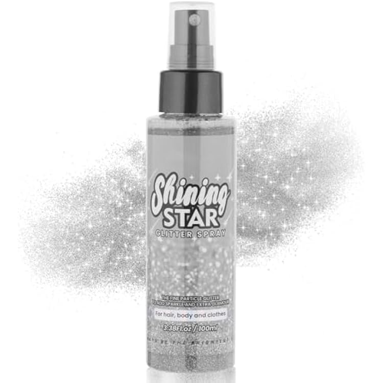 MEICOLY Silver Hair Body Glitter Spray,100ML3.53OZ,Liquid Glitter Hairspray,Sparkle Glitter Spray for HairBodyClothes,Body Shimmer for Skin,Lightweight,Long Lasting