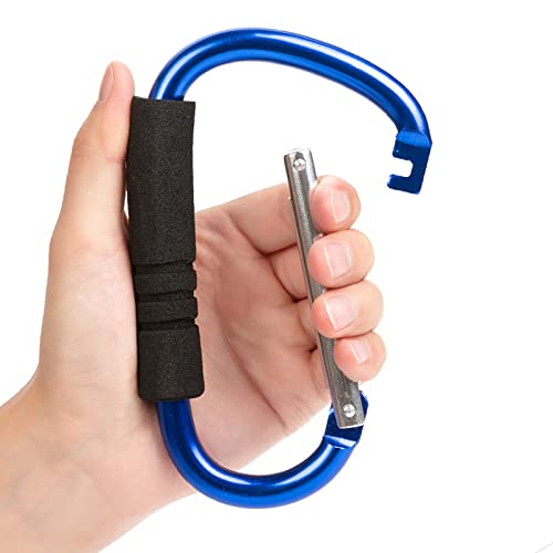 Funbliss Stroller Hooks by Baby,2 Pack Convenient Organizer Hook Bag Clips to Diaper Bags Clothing,Purses,Groceries,Great Hook Set for Mommy When Walking or Shopping Blue
