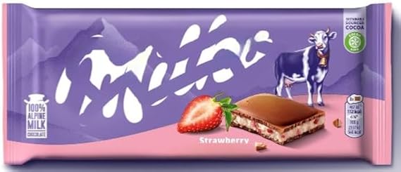 Strawberry 100% Apline Milk Chocolate Bar 100g (Pack Of 10) "Deliciousness that brings a smile" For All Occasions