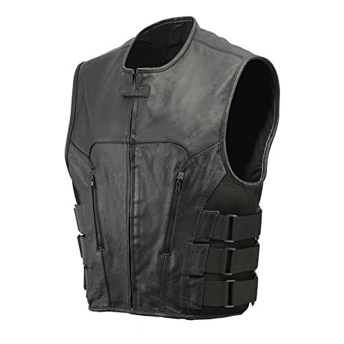 Mens Leather SWAT Style Vest | Premium Natural Buffalo Leather