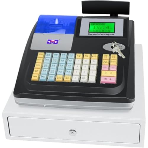 Business Electronic Register, Small Bill, Receipt Printer, Passenger LCD, Cash Management System, Cash Register Full Keyboard, Cash Drawer, POS Register, Electronic Register, Business Cash, Small Business, Retail Store, Restaurant black