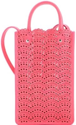 Pre-Loved Garance Phone Holder Crossbody Bag Laser Cut Leather Small, Pink
