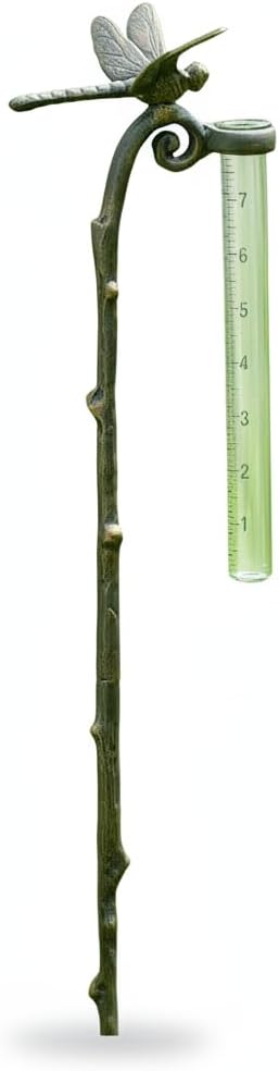 Rain Gauge Dragonfly Garden Stake - SPI Home Aluminum Gauge for Precipitation