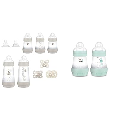 MAM Matte Essentials Newborn Baby Care Gift Set with Anti-Colic Bottles, Slow Flow Nipples, and Pacifiers for Boys and Girls, 10 Pieces