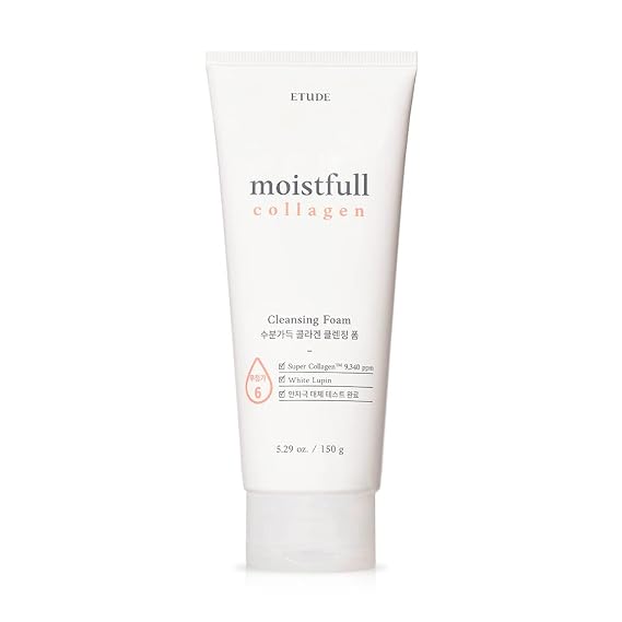 ETUDE Moistfull Collagen Cleansing Foam, Face Wash, Foam Cleanser, Super Collagen Water, Lupinus Albus Protein, Gentle Cleansing, Clinically Tested, Korean Skin Care, Beauty (5.29 Ounce)