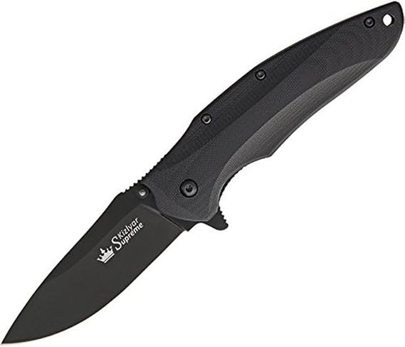 Kizlyar KK0175 Zedd EDC Flipper Knife with TI D2 Tool Steel, Black