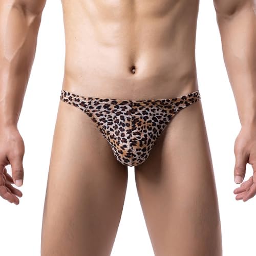 Sexy Mens Thong Leopard Underwear Low Rise Animal Print Pouch Bikini Briefs Undie