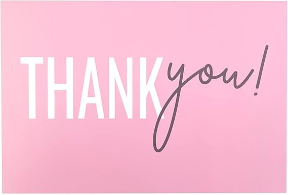 RXBC2011 Thank You for your support Cards Handwritten Lettering Design Thank you small business Card 4x6 Inch Pack of 50 pink Postcard size