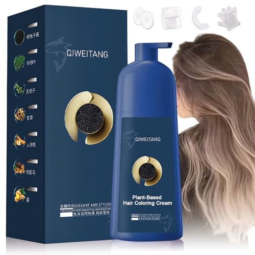 Qiweitang Plant-Based Hair Coloring Cream, Zhihuashi Caviar Protein Hair Dye, Korean Bubble Plant Hair Dye Shampoo, Crema Colorante Vegetal, Natural Plant Hair Dye for Grey Hair Light Brown