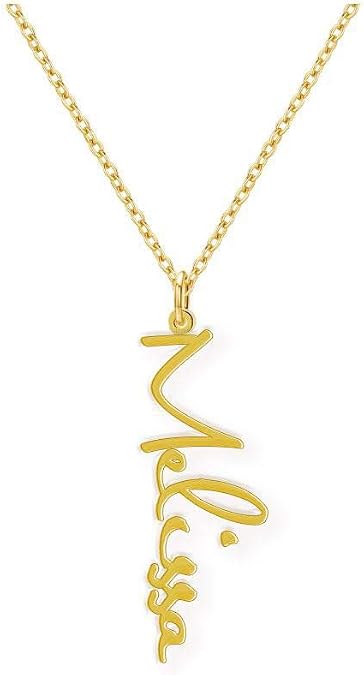 Personalized 925 Sterling Silver Vertical Signature Name Necklace