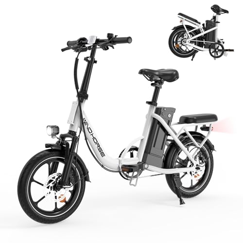 RIDWIND 16 Folding Electric Bike Adults, Peak 630W Adult Electric Bicycles, Up to 25 MPH and 35 Miles Foldable Ebikes, Electric Bike for Teens with 36V 8Ah Removable Battery, UL2849 Certificate
