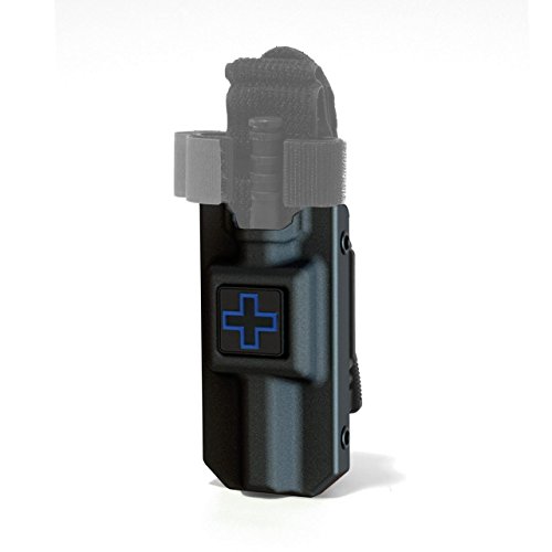 Eleven 10 Rigid TQ Tourniquet Case for C-A-T CAT Tourniquet, Flat Black with Blue Cross, Belt Tek Attachment Tourniquet Not Included