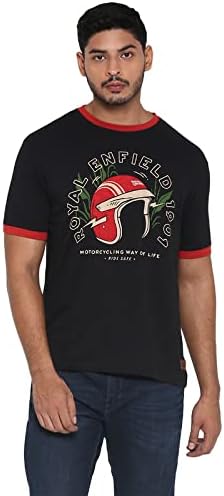 Royal Enfield Men's 1901 T-Shirt - Black Premium Casual Biker Tee Comfortable Motorcycle Shirt for Men Vintage-Inspired Graphic Top for Riding (Medium)