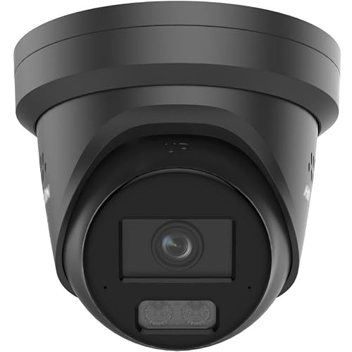 DS-2CD2387G3-LIS2UYSRB Black 8MP Strobe RedBlue Light & Audible Warn Color-Vu 3.0 Fixed Turret PoE IP Camera, AI Hybrid Light, ACU-Sense 3.0, Audio, HikAI-ISP Noise Reduction, Anti-Corrosion Design