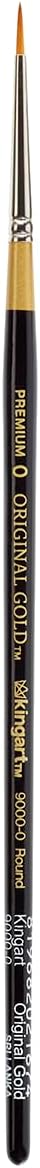 KINGART Premium Original Gold 9000-0 Round Series Artist Brush, Golden Taklon Synthetic Hair, Short Handle, for Acrylic, Watercolor, Oil and Gouache Painting, Size 0